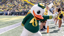 The Oregon Duck Trolls Deion Sanders During Oregon-Colorado Game