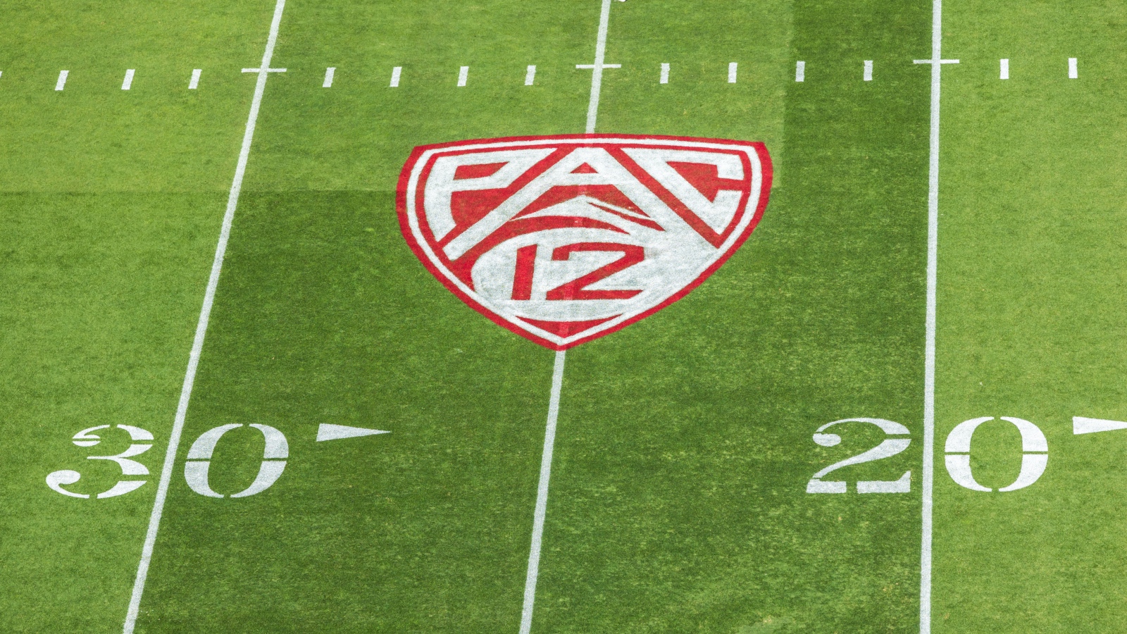 Pac-12 conference logo on the field
