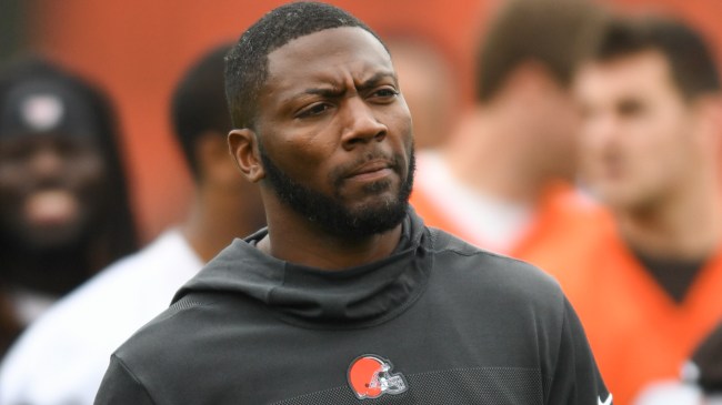 Ryan Clark on the field before a Cleveland Browns game.