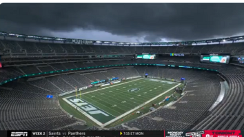 Scary Weather Forces ESPN MNF Crew To Do Pre-Game Show Inside Stadium Before Bills-Jets Game