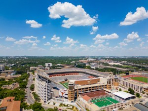 Aerial photo Darrell K Royal Texas Memorial Stadium at University of Texas Austin