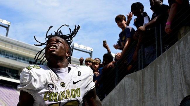 Travis Hunter in the tunnel at a game between Colorado and TCU.