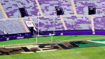 LSU Honors Army By Painting Camouflage End Zones For Their Game This Weekend