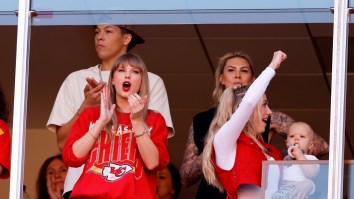 CBS Uses Hilarious Taylor Swift-Themed Graphic For Travis Kelce’s Monster Performance