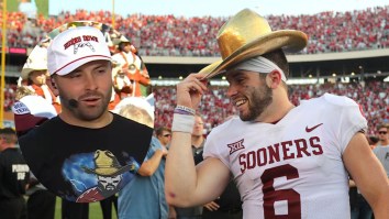 Baker Mayfield Cannot Stop Throwing ‘Horns Down’ At Texas Fans During Red River Rivalry