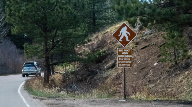 bigfoot crossing sign Colorado Springs