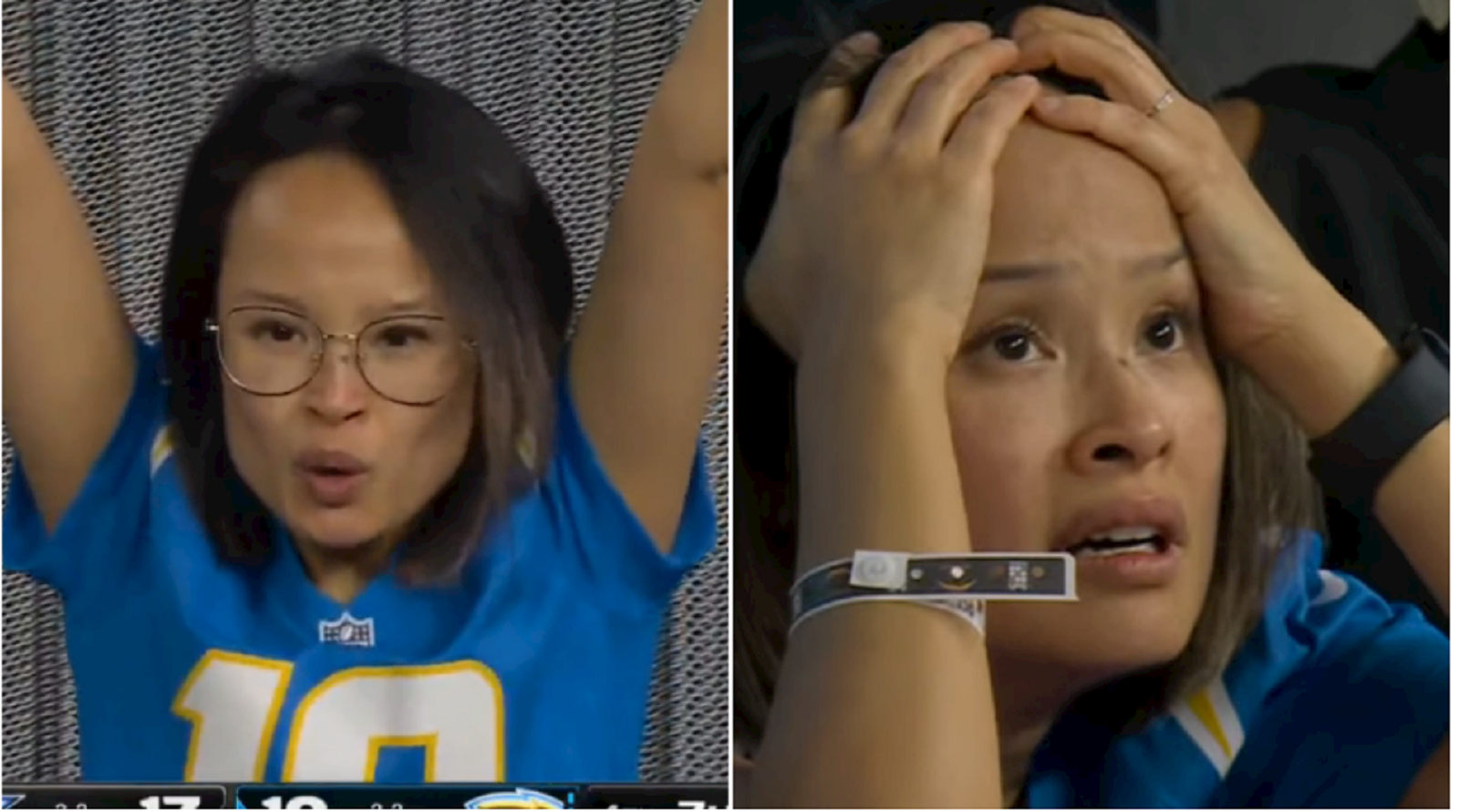 Viral Female Chargers Fans Goes From Extremely Happy To Sad In A Matter ...