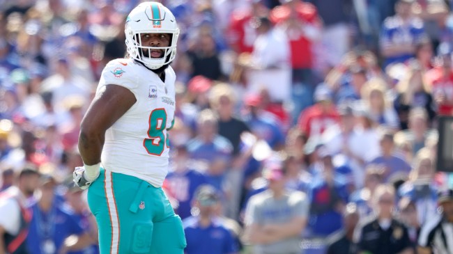 Christian Wilkins on the field during a game between the Dolphins and Bills.