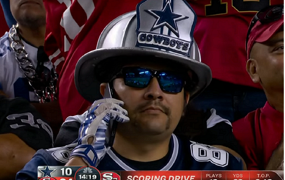 Cowboys Fan On The Phone An Instant Meme While Watching His