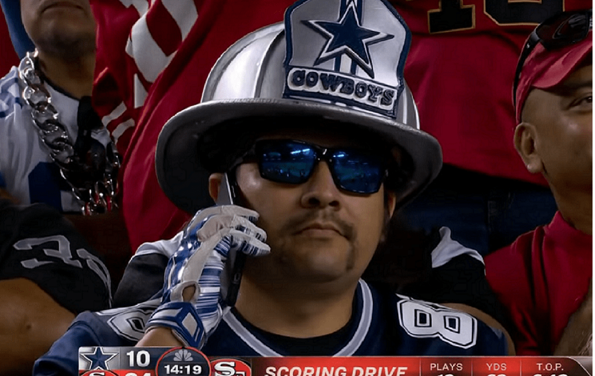 Cowboys Fan On The Phone Becomes An Instant Meme While Watching His ...