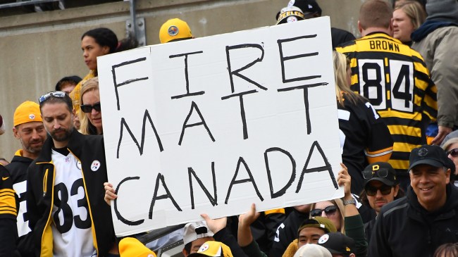 Fire Matt Canada sign at Steelers game