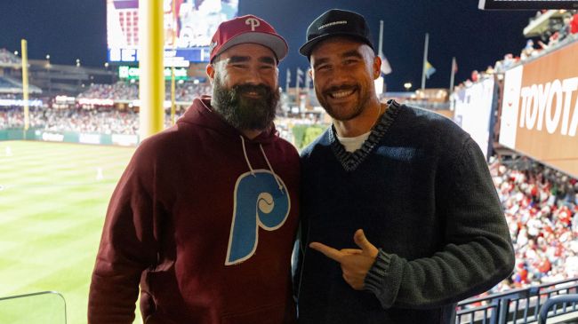 jason and travis kelce at the phillies game
