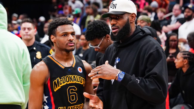 LeBron James and his son, Bronny, at the McDonald's All-America game.