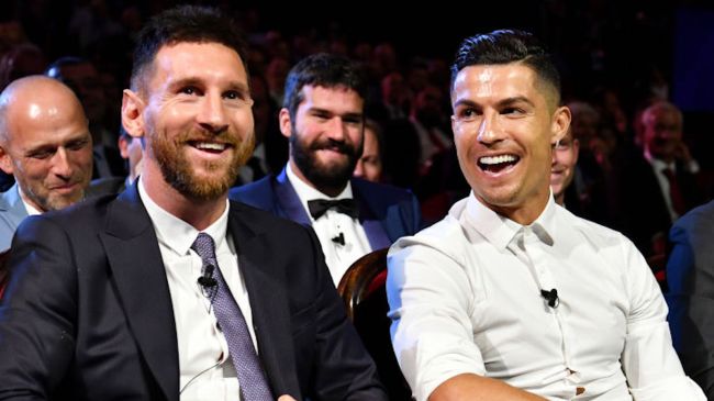 messi and ronaldo wearing suits