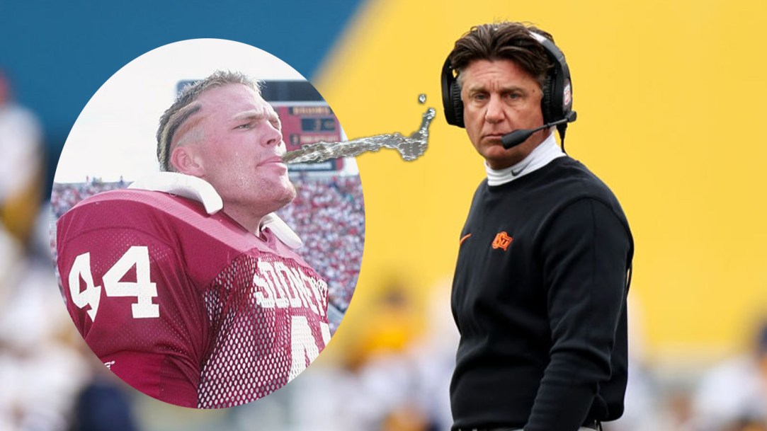 Mike Gundy Brian Bosworth Face Spit Rivalry Bedlam