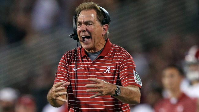 Nick Saban reacts to a play during Alabama's win over Mississippi State.