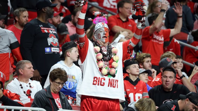 Ohio State fans react to a play during the College Football Playoffs.