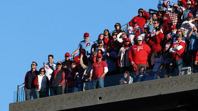 Phillies fans watch on during Game 6 of the NLCS.