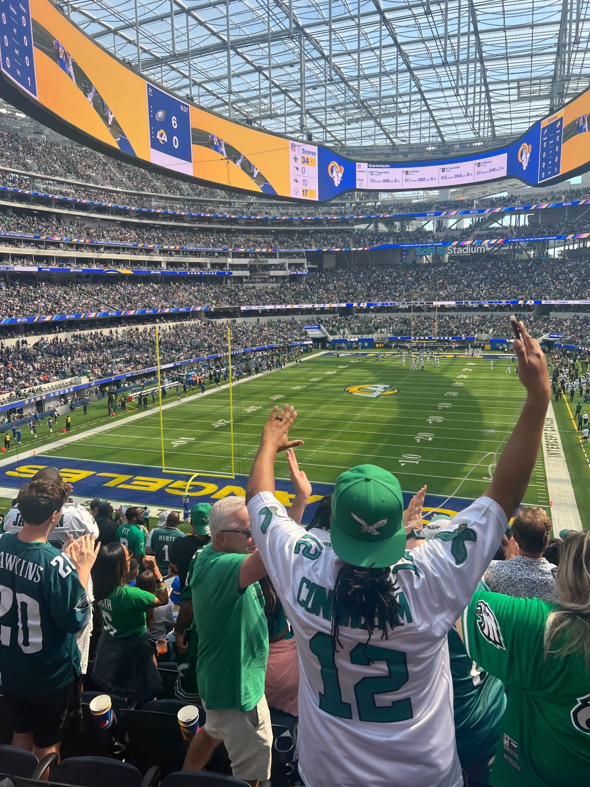 Eagles fans outnumber Rams fas at SoFi stadium home of LA Rams