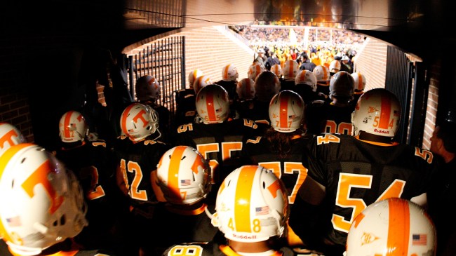 Tennessee Volunteer players get ready to enter the field.