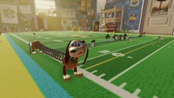 Slinky Dog Working As First Down Chain Gang Highlights Nostalgic Toy Story NFL Broadcast