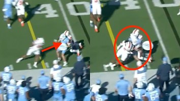 UNC Punter’s Facemask Looks Like It Went Through War After Getting OBLITERATED During Chaotic Broken Play