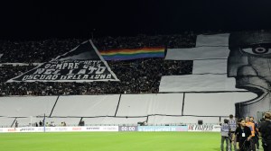 A Pink Floyd tribute is performed by the crowd at a US Salernitana soccer game.