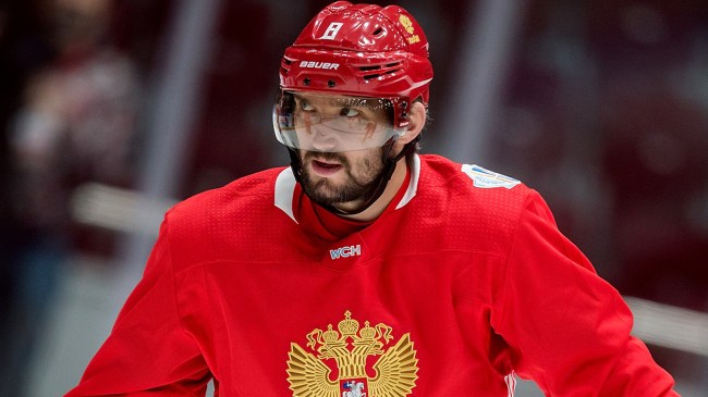 Alex Ovechkin playing for Russia at the World Cup of Hockey