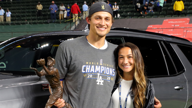 Corey and Madisyn Seager after winning 2020 World Series MVP