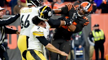 Myles Garrett Got Ahold Of Another Steelers QB’s Helmet And Pittsburgh Players Had The Same Reaction