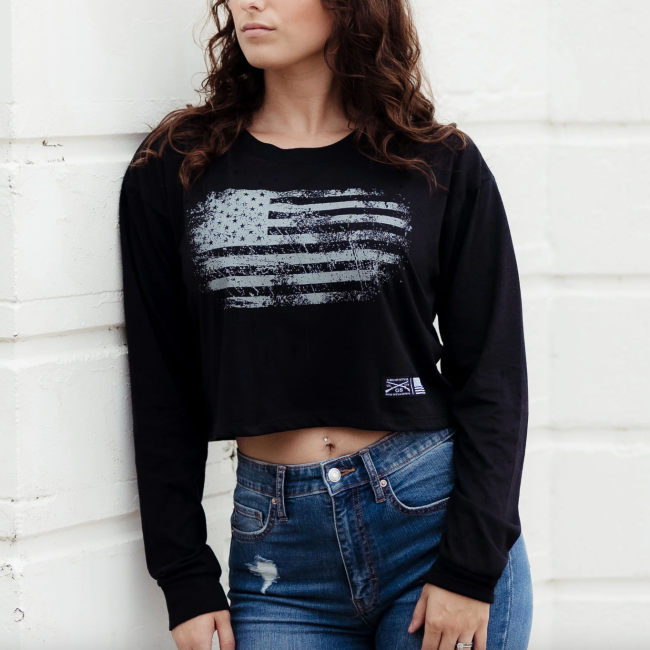 Grunt Style Women's Vintage American Long Sleeve Cropped T-Shirt