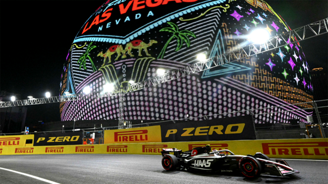 Haas F1 driver Nico Hulkenberg practice Las Vegas Formula One Grand Prix