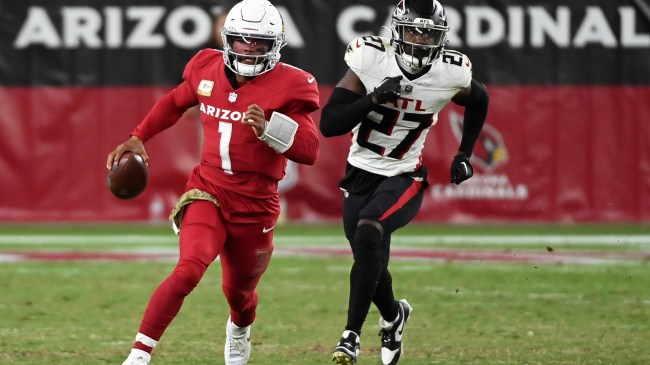 Kyler Murray scrambles late in the fourth quarter of a game against the Falcons.