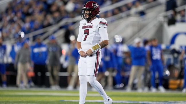 Spencer Rattler on the field during a game between South Carolina and Kentucky.