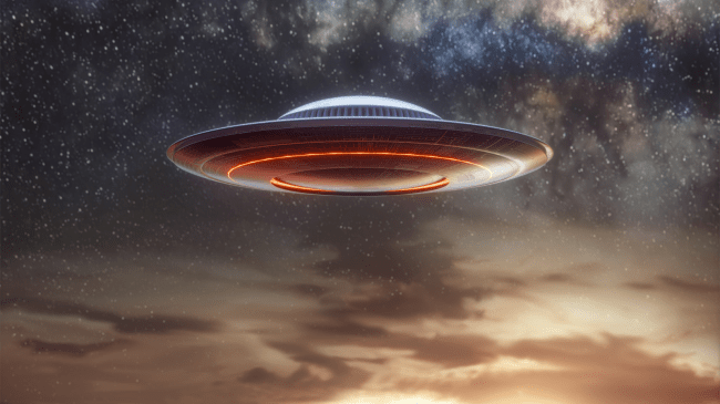 Unidentified Flying Object UFO in sky