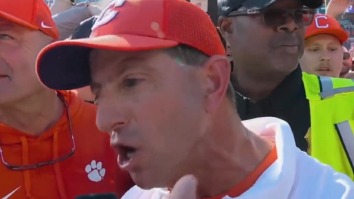 Fired Up Dabo Swinney Nearly Pops A Vein In His Neck During Postgame Rant After Win Vs Notre Dame