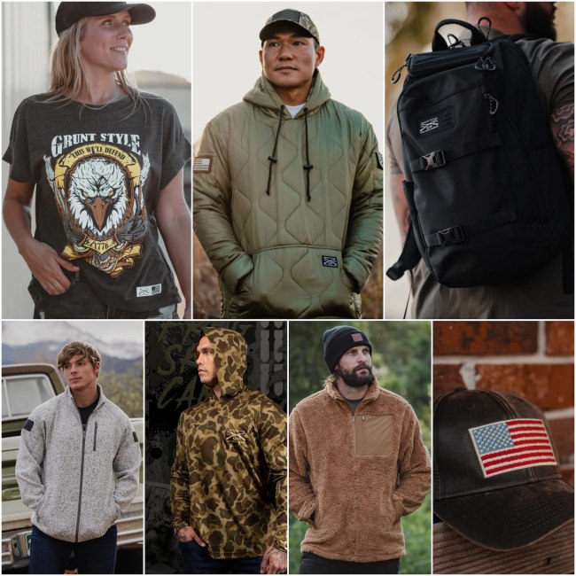 Grunt Style outerwear, t-shirts, hats, and backpacks