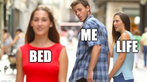 meme about beds and life