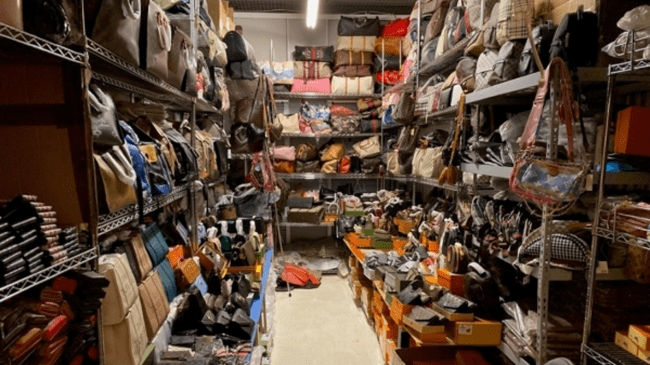 photograph of one of the storage units with counterfeit goods