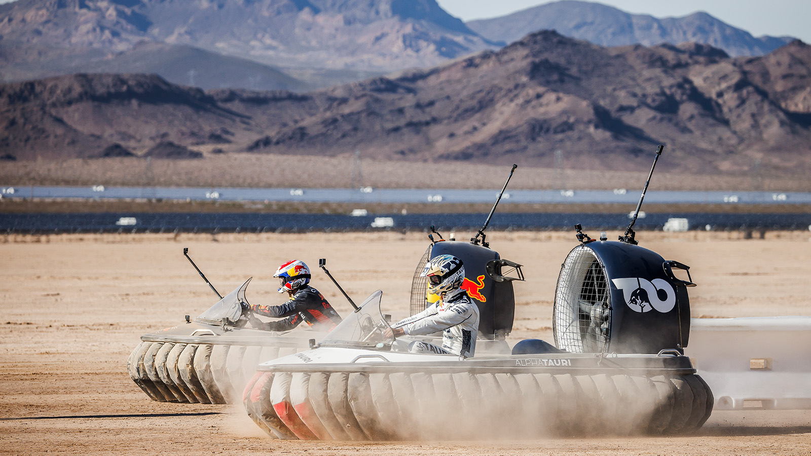 Top F1 Drivers Rip Hovercrafts Across Vegas Desert For Epic Race