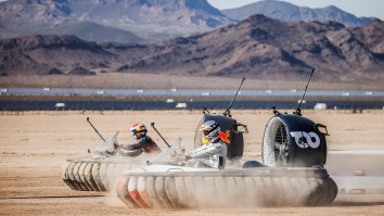 F1 Drivers Max Verstappen And Daniel Ricciardo Rip Hovercrafts Across Nevada Desert In Epic Red Bull Race
