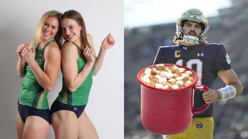 Notre Dame High Jumper Drains Marshmallow In Sam Hartman’s Hot Chocolate From Student Section