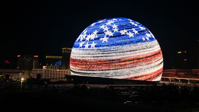 the sphere displaying an american flag