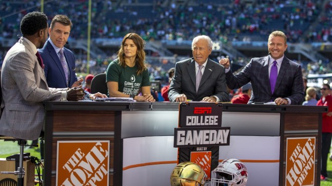 Danica Patrick and crew on the College GameDay set.
