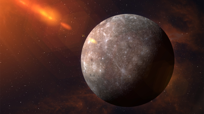 Planet Mercury nebula and sunlight