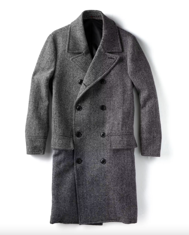 Rivay NYC Harris Tweed Herringbone Double-Breasted Topcoat