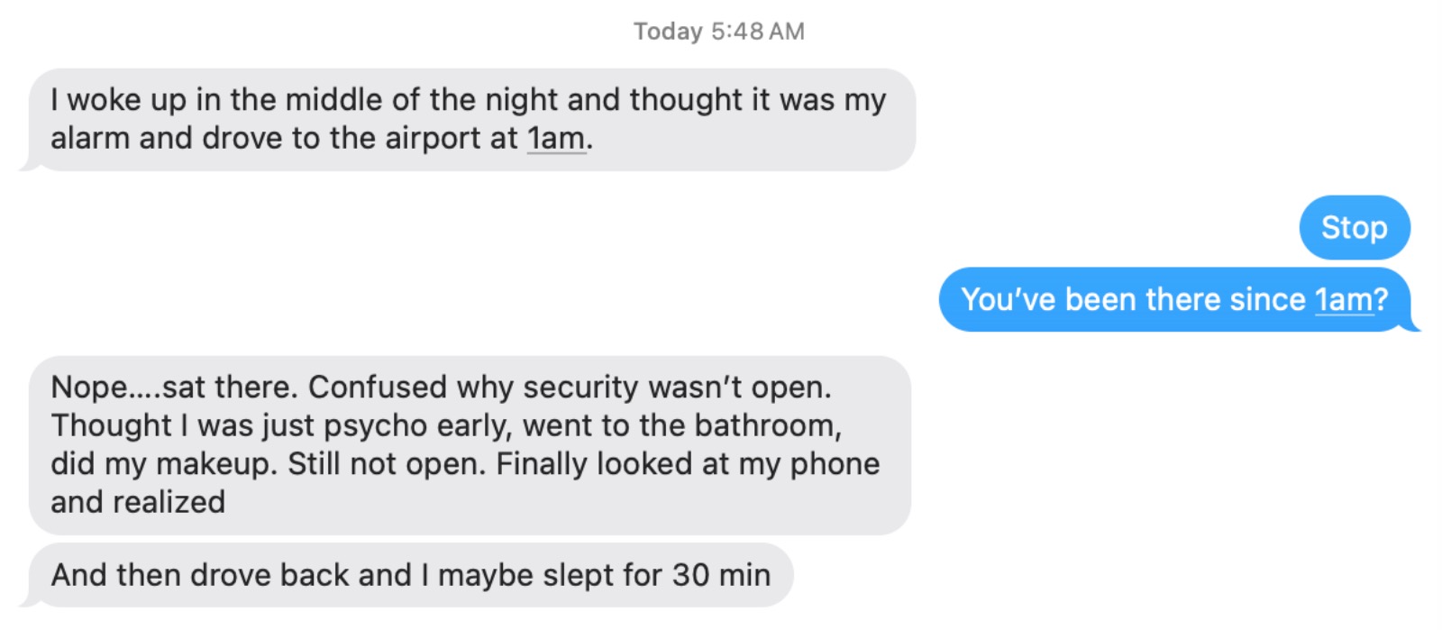 story about getting to the airport too early