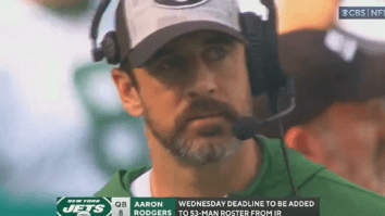 Aaron Rodgers Looked Disgusted While Watching The Jets Offense, Is Definitely Not Coming Back This Season