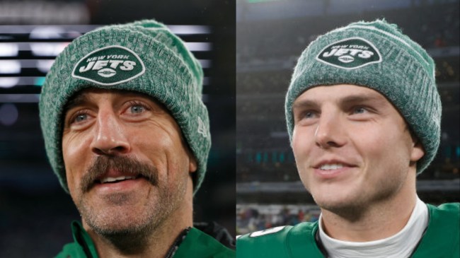closeup of aaron rodgers and zach wilson