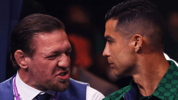‘You Can Tell Ronaldo Is Sick Of McGregor’ Fans React To Conor McGregor Awkwardly Chatting Up Cristiano Ronaldo At Joshua-Wallin Fight